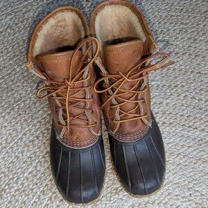 LL Bean 8" Shearling Lined Insulated Leather Lace Up Boots Women's 9.5 / 10